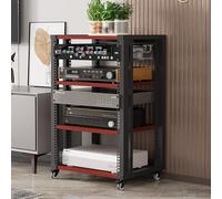 AV Media Stand with Wheels 2/3/4/5 Tier Audio Rack Tower Gaming Shelves Shelf Height Adjustable Stereo Racks and Stands loor Standing Removable Stereo Cabinet Easy to Assemble(Teak,4 Layers)