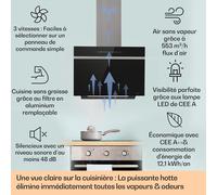 Ava 60 Hotte d'aspiration 60 cm Hotte murale WiFi A++ 515 m³/h tactile
