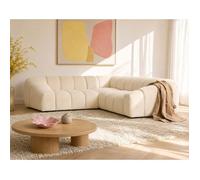 Ava - Canapé d'angle L 5 places en velours texturé - Beige