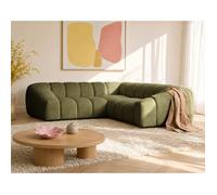 Ava - Canapé d'angle L 5 places en velours texturé - Vert Kaki