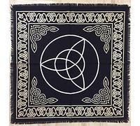 AVA Collections Nappe d'autel 61 x 61 cm - Doré/argenté - Nappe de tarot - Sorcellerie Wicca - Guérison spirituelle - Nappe de tarot - Imprimé rituel de jeu de société (Triquetra)