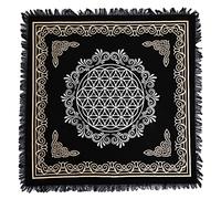 AVA Collections Nappe de tarot carrée imprimée fleur de vie - Petit tapis de guérison spirituelle - Sorcellerie, wicca - Nappe de table païenne (fleur de vie)