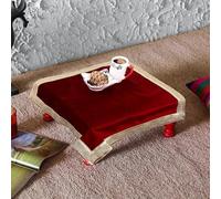 AVA Collections Nappe en velours, Tapis de Table a Manger, Rouge Uni, 61 x 61 cm