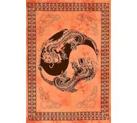 AVA Collections Tapisserie murale orange Yin Yang faite à la main en coton indien - Taille affiche - 102 x 76 cm - Décoration murale bohème hippie - Décoration de chambre à coucher (orange, dragon Yin