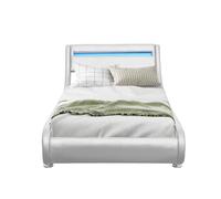 Ava - Lit adulte 120x190 - Sommier + Tête de Lit LED + Pieds 5 cm - Blanc