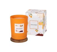 AVA & MAY Bougie parfumée Sicile (180 g) - Bougie vegan aux notes fruitées de miel, magnolia et orange, bougie artisanale estivale avec bougeoir en verre