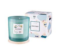 AVA & MAY Grande bougie parfumée Tulum (500 g) - Bougie vegan aux notes épicées et florales d’ambre, jasmin et patchouli - Bougie artisanale esprit de vacances