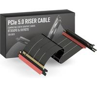 Ava5 Câble Riser Pcie 5.0 Prêt Pour Rtx5090 Rx9070 Gpu X16 128Go/S Compatible Avec Fractal Design Era 2 & Terra & Pcie 4.0 Angle Gauche Unique Inversé, Noir 24Cm (Longueur Totale 28Cm)