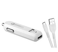 AVACOM CarMAX 2 Chargeur de Voiture 2 x Qualcomm Quick Charge 2.0, Couleur Blanche (câble Micro USB)