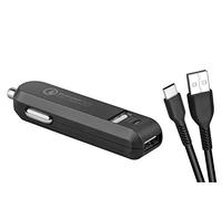 AVACOM CarMAX 2 Chargeur de Voiture 2 x Qualcomm Quick Charge 2.0, Couleur Noire (câble USB-C)