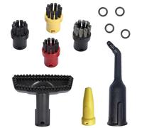 AVAENZO Accessoires pour Nettoyeur Vapeur Karcher Easyfix SC1 SC2 SC3 SC4 SC5, Lot de 4 Brosses Rondes 1 Buse à main 1 Buse Noir/Jaune Pièces Détachées