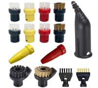 AVAENZO Lot de 15 Accessoires pour Nettoyeur Vapeur Karcher Easyfix SC1 SC2 SC3 SC4 SC5 Kit de Brosses Rondes Buse Embouchure Pièces de rechange