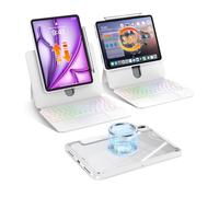 avakot Étui avec clavier pour iPad Air 11" (M3/M2) et Pro 11" 4e, 3e, 2e 1ère génération, coque magnétique transparente, amovible, rotative à 360°, rétroéclairage 7 couleurs, pavé tactile de geste