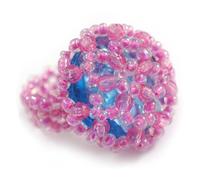 Avalaya Bague flexible en forme de bouton en forme de bouton en verre avec flamant rose et perle acrylique bleue 20 mm - Taille M, taille unique, Plastique, Verre