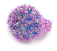 Avalaya Bague flexible en forme de bouton en verre et acrylique bleu 20 mm D/violet rose et perle acrylique - Taille S/M, taille unique, Plastique, Verre