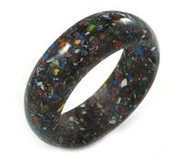 Avalaya Bracelet jonc en résine noire avec effet mosaïque - Taille M - 17 cm L