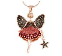 Avalaya Grand pendentif fée en cristal avec longue chaîne dorée 72 cm de long et 5 cm d'extension, taille unique
