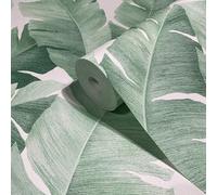 marburg Papier peint non-tissé Blanc vert Moderne Florale Feuilles Plante Avalon pour chambre de mouton salon ou cuisine Qualité supérieure 100% Fabriqué en Allemagne 10,05 x 0,53m 31650