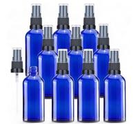 Avalon Flacons en verre bleu de 100 ml avec atomiseur noir - Taille rechargeable, réutilisable et de voyage - Parfait pour l'aromathérapie, les parfums, les huiles essentielles - 10 pcs