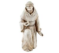Avalon Gallery Statuette de Jardin Saint François d'Assise - Sculpture catholique en résine pour intérieur/extérieur, 36,8 cm de Haut, agenouillée avec Oiseau