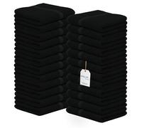 Avalon Towels Lot de 24 débarbouillettes en Coton filé à l'anneau de qualité supérieure, très absorbantes et Douces au Toucher pour Le Visage, la Cuisine et Multi-usages (Noir)