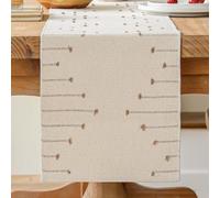 Avalune Chemin de Table Marron Beige Automne Coton Tissu Boho Moderne Tissé Rectangulaire Étroit Lavable Nappe de Ferme Decoration Table pour Fête de Mariage Anniversaire Jardin 30x180 cm