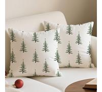 Avalune Housse Coussin Noel 40x40 Vert Arbre Housse Coussin Canapé Decoratif Noel Canape Decoration Taie Oreiller Noel Pins Décoratif Taie d'oreille pour Christmas Maison Salon Chambre Lit Lot de 2