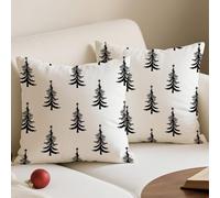 Avalune Housse Coussin Noel 50x50 Noir Arbre Housse Coussin Canapé Decoratif Noel Canape Decoration Taie Oreiller Noel Pins Décoratif Taie d'oreille pour Christmas Maison Salon Chambre Lit Lot de 2