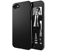 AVANA Coque Compatible avec iPhone SE 2020 / iPhone 8 / iPhone 7 Housse de Protection Slim Noire Bumper Silicone TPU Noir Look Carbone