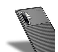AVANA Coque de protection pour Galaxy Note 10 Plus - Slim Fit - Noir - En silicone TPU souple - Anti-rayures - Fibre de carbone