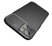 AVANA Coque de protection pour iPhone 13, flexible, fine, en silicone TPU, résistante aux rayures, aspect carbone - Noir