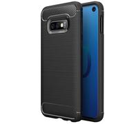 AVANA Coque de protection pour Samsung Galaxy S10e - Flexible et fine - En silicone TPU et fibre de carbone - Noir