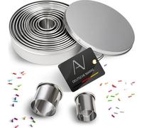 AVANA emporte-pièces en acier inoxydable 12 pièces anneaux biscuits cutter set anneaux alimentaires biscuit rond emporte-pièce biscuit avec boîte de rangement