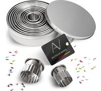 AVANA emporte-pièces en acier inoxydable ondulé 12 pièces anneaux moules à biscuits cutter set biscuit rond emporte-pièces avec boîte de rangement