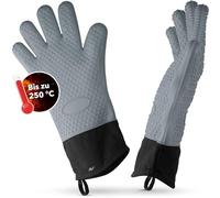 AVANA Gants de four en silicone Gants de barbecue résistants à la chaleur Gants de cuisine antidérapants avec doublure en coton doux Gants jusqu'à 250 °C - Gris