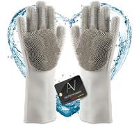 AVANA Gants de vaisselle en silicone avec gants de nettoyage Wash Scrubber - Sans BPA - Résistants à la chaleur - Pour la vaisselle, le toilettage des animaux, la salle de bain, le lavage de voiture