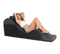 Avana Kami - Banc Convertible pour Yoga et Massage, Ottoman 2 en 1 avec extrémité de lit Pliable cachée, Chaise de Salon de Yoga, Micro Velours Noir