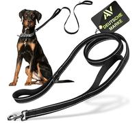AVANA Laisse pour chien avec laisse réfléchissante intégrée | 2 dragonnes rembourrées douces pour les mains | Laisse de 1,5 m pour chiens de grande et moyenne taille - Noir