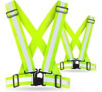 AVANA Lot de 2 gilets réfléchissants de sécurité réglable Gilet de sécurité léger Haute visibilité Jogging Vélo Randonnée Course Moto Adulte & Adolescent