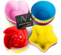 AVANA Lot de 36 moules à muffins réutilisables en silicone de qualité supérieure - Sans BPA - 8 couleurs