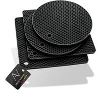 AVANA Lot de 4 dessous de plat en silicone de qualité supérieure - Multifonctionnels - Résistants à la chaleur - Passent au lave-vaisselle - Antidérapants - Motif nid d'abeille (2 ronds, 2 carrés) -