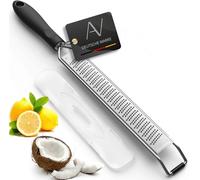 AVANA Râpe à zeste en acier inoxydable avec couvercle de protection Râpe à fromage avec manche en silicone Râpe à citron Râpe manuelle Râpe de cuisine Râpe à noix de muscade