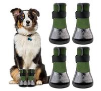 Avaner 4pcs Bottes et Chaussures pour Chien Imperméables: Bottes de Protection pour Chien,Chaussures de Chien Antidérapantes Protecteurs de Pattes pour Chiens Petite Moyenne et Grande-Vert4