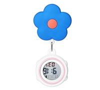 Avaner Montre à Gousset D'infirmière en Silicone: Montre de Broche électronique Multifonctionnelle à Boucle Fleur pour Soins de Santé, Infirmière,Médecin,Ambulancier-Bleu