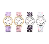 Avaner Montre Bracelet Étanche pour Soignants: Montre Bracelet Étanche à Mouvement Quartz Analogique, Cadran Numérique, Calcul de Pulsations Manuel, Bracelet Silicone Cadran Rouge-4pcs