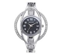 Avaner Montre Cadran à Bague Métallique Ajourée Strass Femme:Montre-Bracelet Manchette en Acier Inoxydable avec Échelle à Chiffres Arabes Style Luxe-Cadeau Saint-Valentin Anniversaire