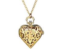 Avaner Montre de Gousset Montre de Gousset Vintage Squelette gravé Fleur Pendentif Coeur avec Collier Pull pour Mode Unisexe Or comme Cadeau-Gift
