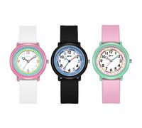 Avaner Montre Enfants 3pcs-Montre Garçons-Montres Analogiques-Bracelet en Silicone Agréable à la Peau et Confortable pour Hommes/Femmes-Noir/Blanc/Rose