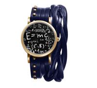 Avaner Montre Femme Bracelet Cuir Double Tour:Montre à Quartz avec Échelle de Concepts Mathématiques Style Motard Punk-Cadeaux d'halloween