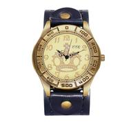 Avaner Montre Femme/Homme Bracelet Cuir:Montre à Grand Cadran avec Échelle à Chiffres Arabes et Décoration de Couronne Style Motard Punk-Cadeaux d'halloween